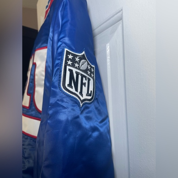 New York Giants  Reversible Starter Satin Jacket Blue / Red Size Large NWT Snap - Picture 8 of 15